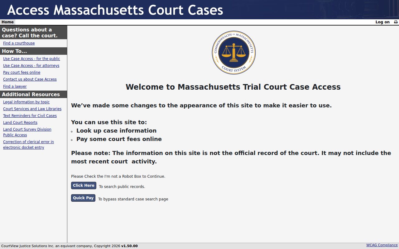 Milford residents directory court research through the MassCourts case search